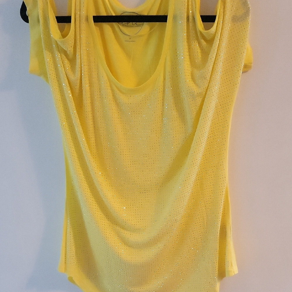 INC International Concepts Yellow Draped Sleeveless Tank Top